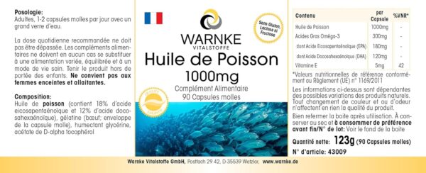 Flacon Warnke Vitalstoffe â OmĂ©ga-3 pour le cĆur, le cerveau et la vision â FabriquĂ© en Allemagne Flacon Warnke Vitalstoffe â OmĂ©ga-3 pour le cĆur, le cerveau et la vision â FabriquĂ© en Allemagne