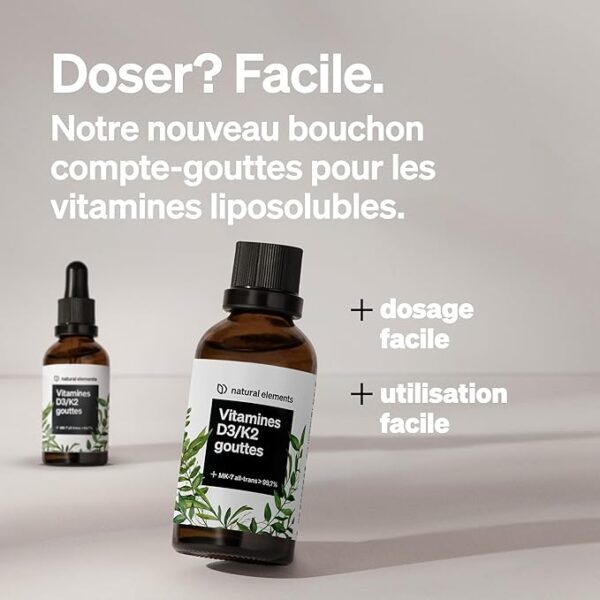 Vitamine D3 & K2 – Favorise l’absorption du calcium et renforce la densité osseuse