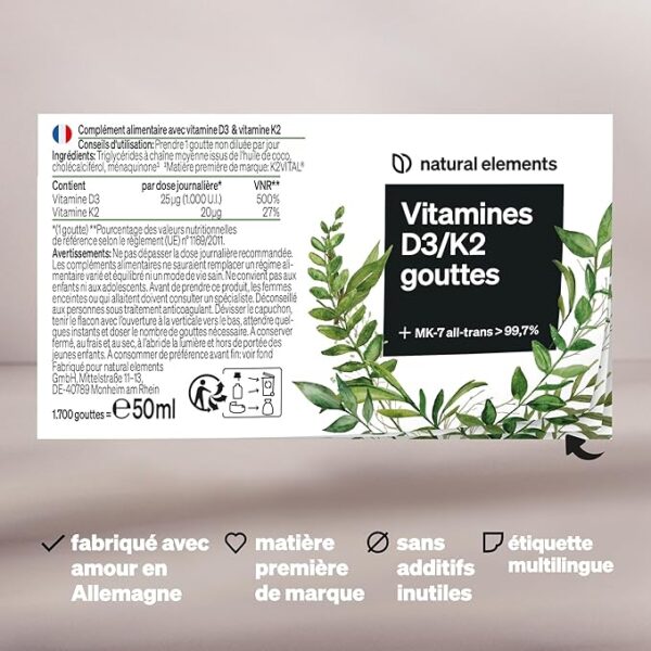 Vitamine D3 & K2 en format gouttes – Haute biodisponibilité et absorption optimale