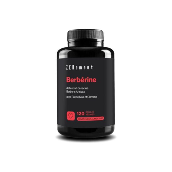 Gélules véganes de berbérine HCl 500 mg avec chrome et poivre noir - complément naturel pour glycémie et métabolisme