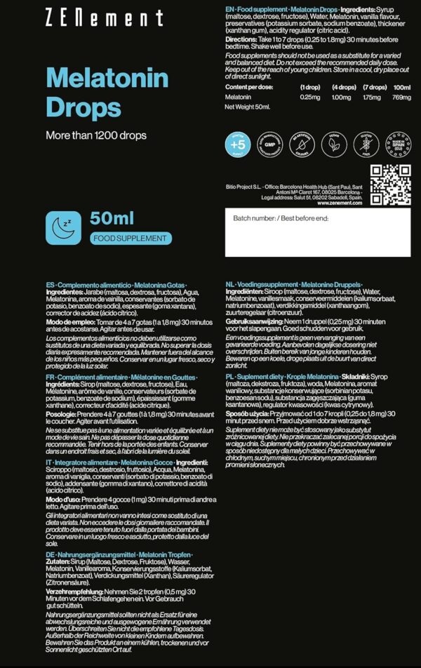 Gouttes de mélatonine sublinguale pour un endormissement rapide - Format économique pour 200 nuits Gouttes de mélatonine sublinguale pour un endormissement rapide - Format économique pour 200 nuits