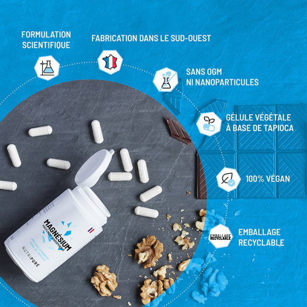 Complément magnésium vegan avec taurine et B6 pour récupération